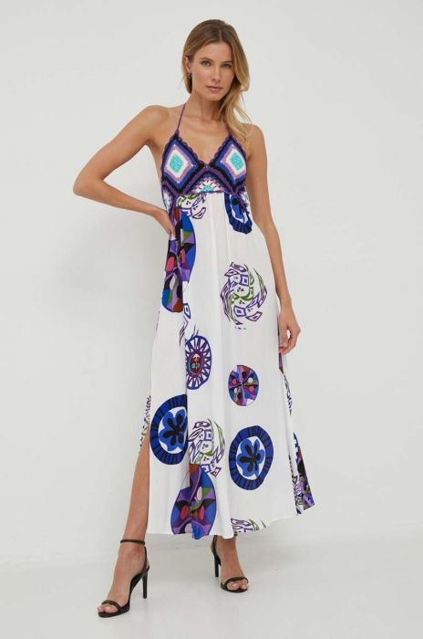 Сукня Desigual x M. Christian Lacroix колір білий midi розкльошена