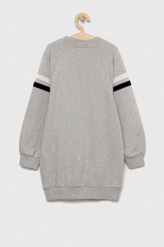 Дитяча бавовняна сукня Tommy Hilfiger колір сірий midi пряма фото 2