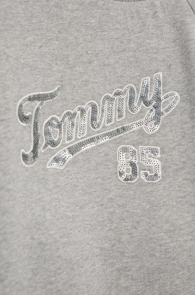 Дитяча бавовняна сукня Tommy Hilfiger колір сірий midi пряма фото 3