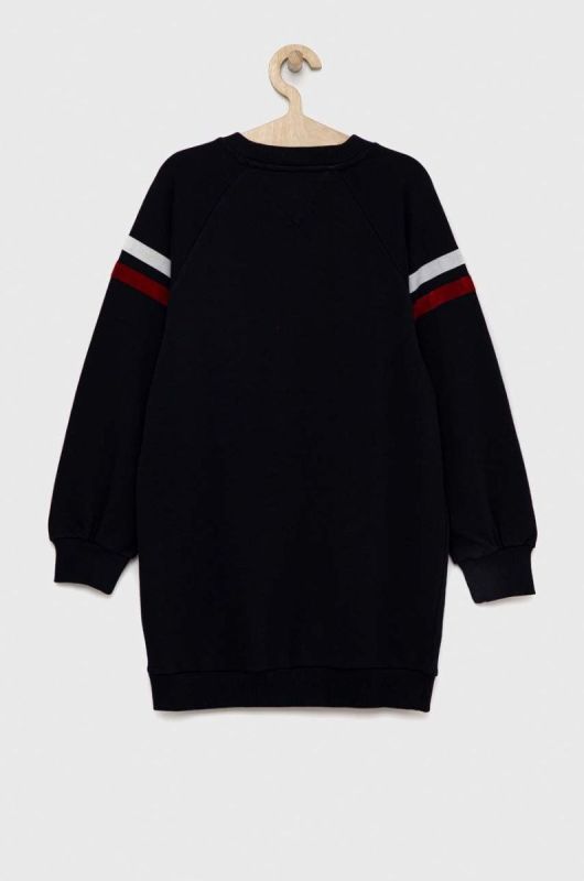 Дитяча бавовняна сукня Tommy Hilfiger колір синій midi пряма фото 2