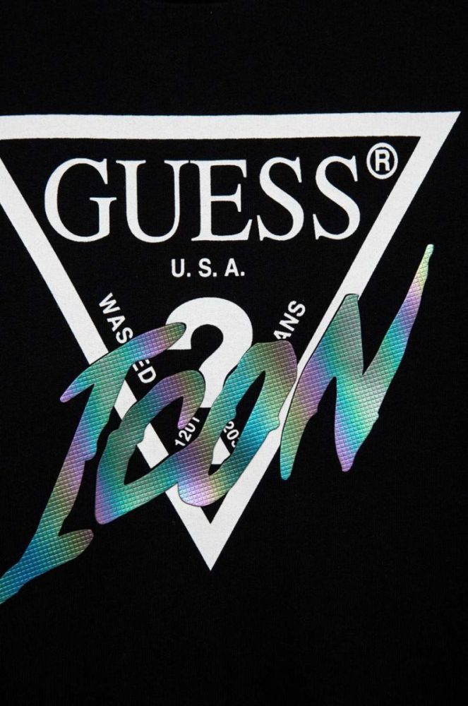Дитяча бавовняна сукня Guess колір чорний mini пряма (2898118) фото 3