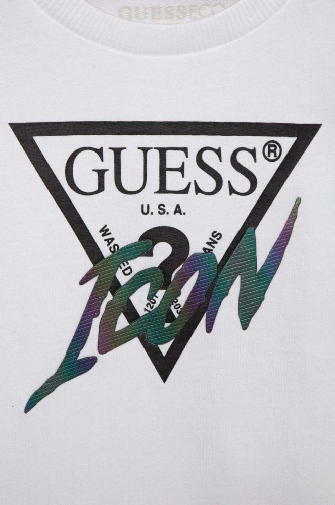 Дитяча бавовняна сукня Guess колір білий mini пряма (2898121) фото 3