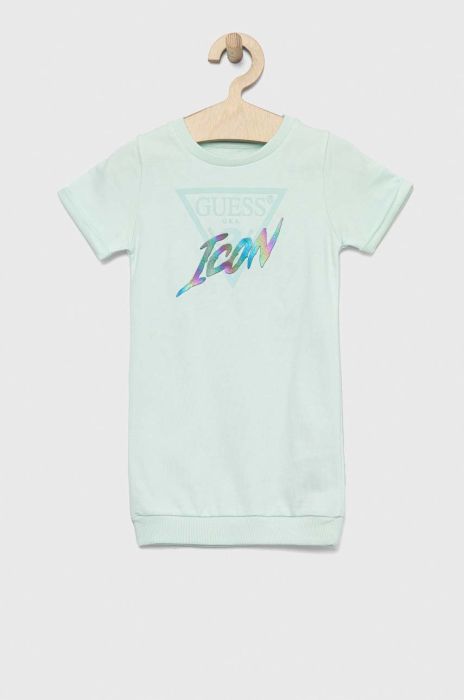 Дитяча бавовняна сукня Guess колір зелений mini пряма (2898136)