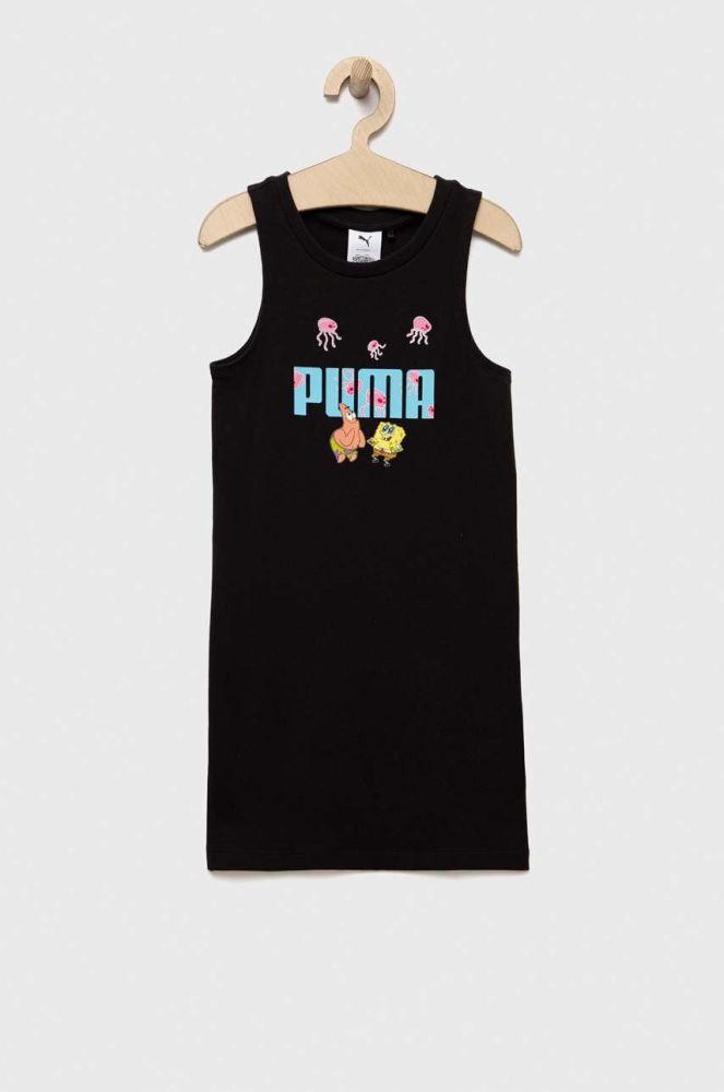 Дитяча сукня Puma PUMA x SPONGEBOB Tank Dress G колір чорний mini облягаюча