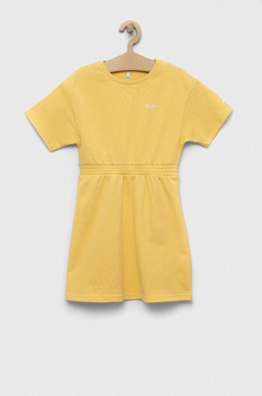 Дитяча бавовняна сукня Pepe Jeans PJL GJ Non-denim колір жовтий mini розкльошена