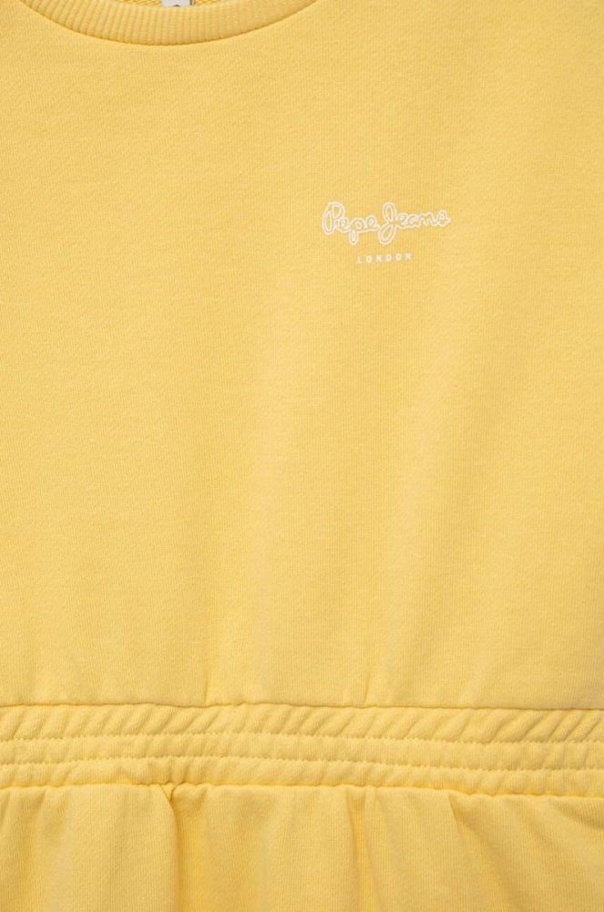 Дитяча бавовняна сукня Pepe Jeans PJL GJ Non-denim колір жовтий mini розкльошена фото 3
