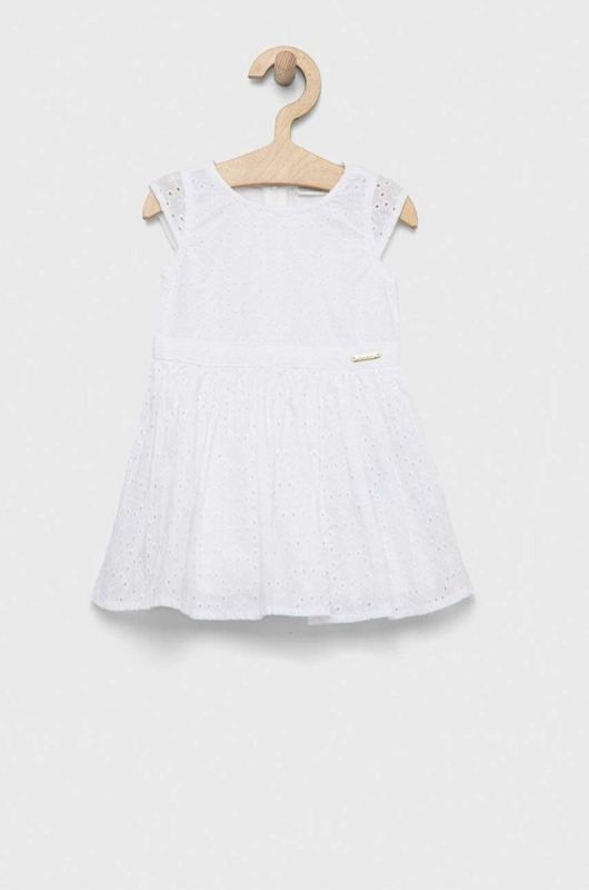 Дитяча бавовняна сукня Guess колір білий mini розкльошена (3078504) фото 2