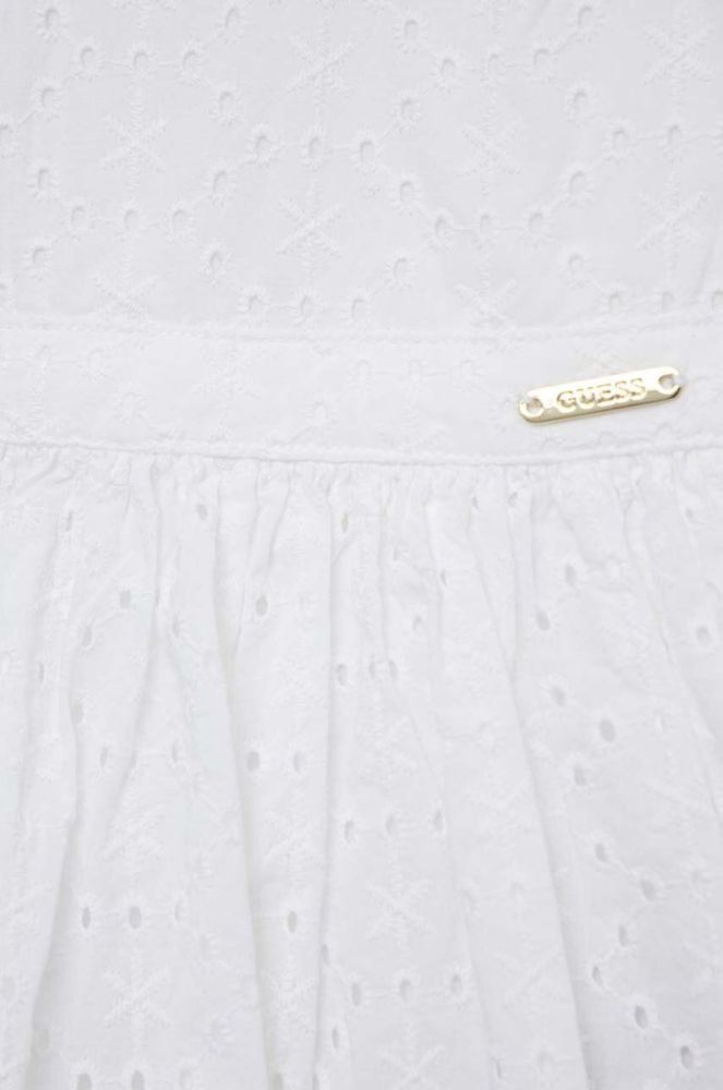 Дитяча бавовняна сукня Guess колір білий mini розкльошена (3078504) фото 5