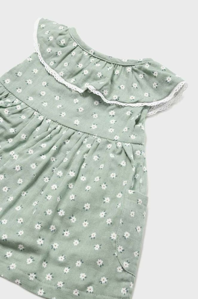 Дитяча бавовняна сукня Mayoral Newborn колір бірюзовий mini розкльошена (3163624) фото 5