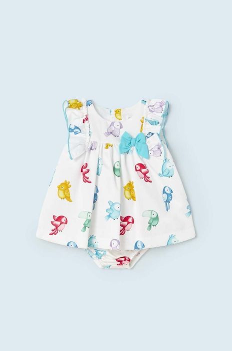 Дитяча бавовняна сукня Mayoral Newborn колір бірюзовий mini розкльошена (2961931)
