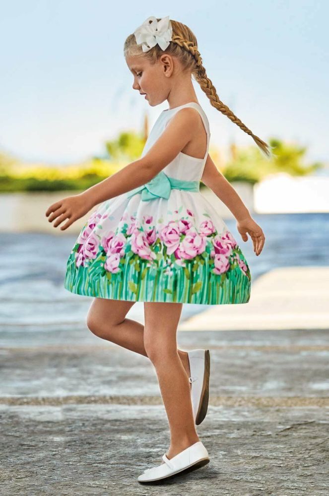 Дитяча бавовняна сукня Mayoral колір бірюзовий mini розкльошена (2975397)
