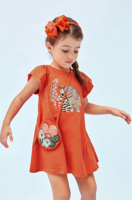 Дитяча сукня з сумочкою Mayoral колір помаранчевий mini пряма