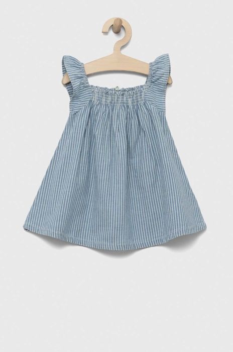 Дитяча бавовняна сукня United Colors of Benetton mini розкльошена колір блакитний (3275457)