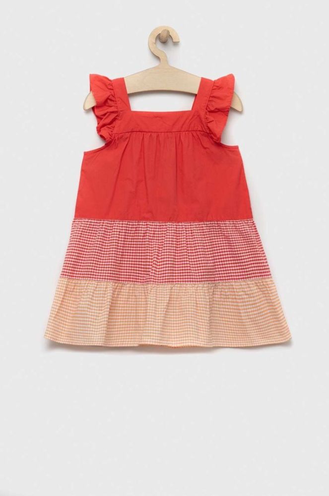 Дитяча бавовняна сукня United Colors of Benetton колір помаранчевий mini розкльошена (3285616) фото 2