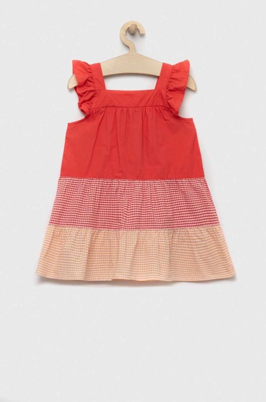 Дитяча бавовняна сукня United Colors of Benetton колір помаранчевий mini розкльошена (3285616) фото 2
