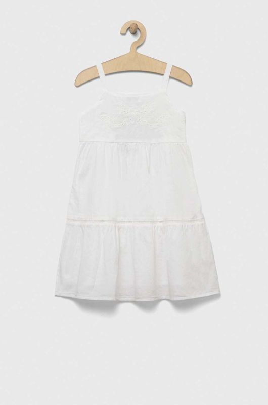 Дитяча бавовняна сукня United Colors of Benetton колір білий mini розкльошена (3285626)