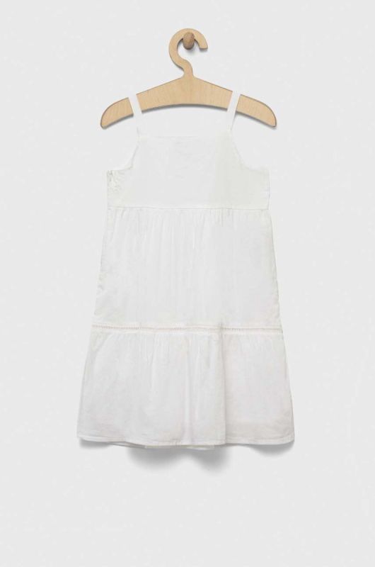 Дитяча бавовняна сукня United Colors of Benetton колір білий mini розкльошена (3285626) фото 2