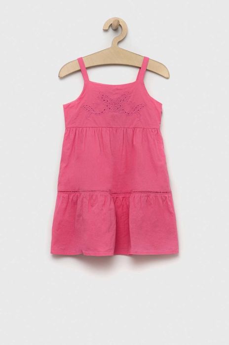 Дитяча бавовняна сукня United Colors of Benetton колір рожевий mini розкльошена (3285632)