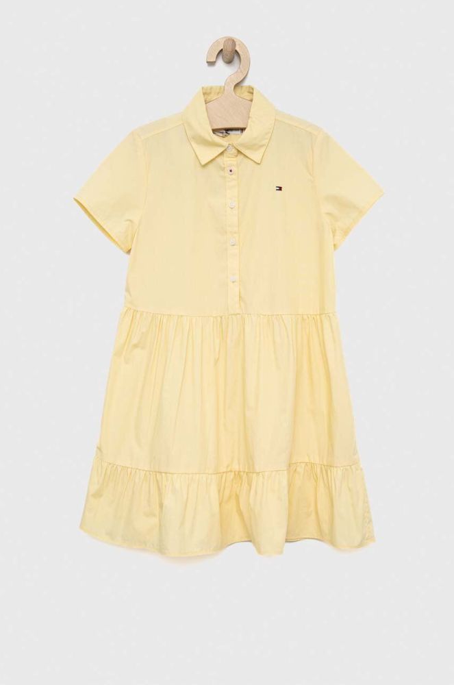 Дитяча бавовняна сукня Tommy Hilfiger колір жовтий mini розкльошена