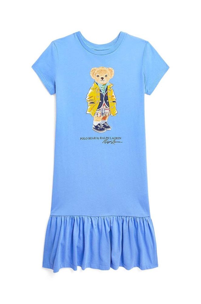 Дитяча бавовняна сукня Polo Ralph Lauren mini пряма колір блакитний (3015293)