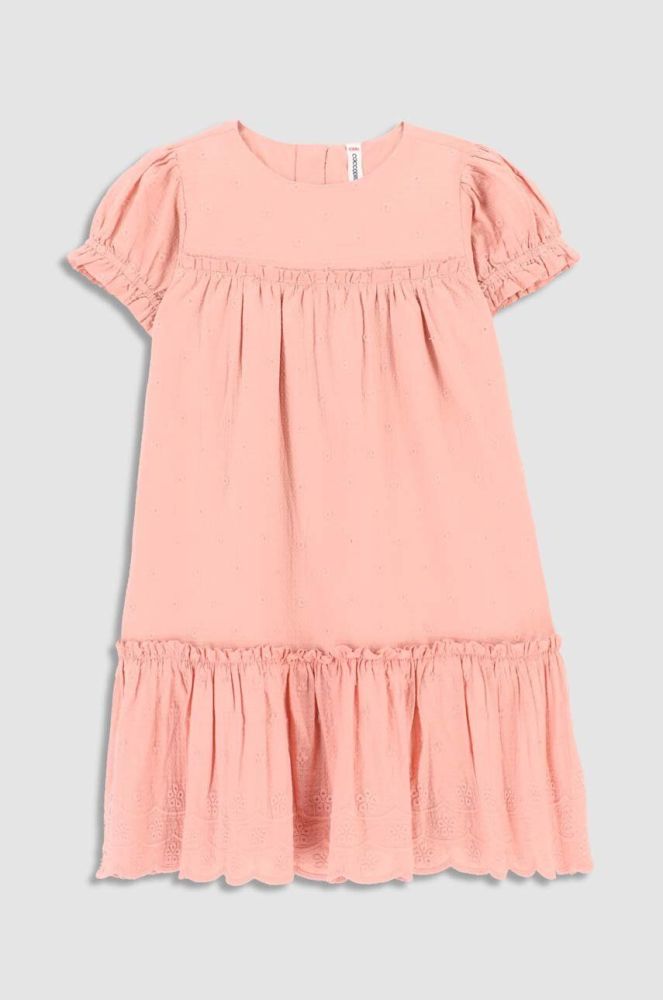 Дитяча бавовняна сукня Coccodrillo колір рожевий mini oversize