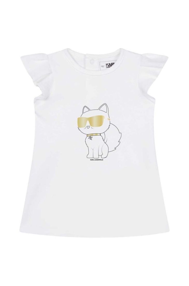 Дитяча бавовняна сукня Karl Lagerfeld колір білий mini пряма (3095575)