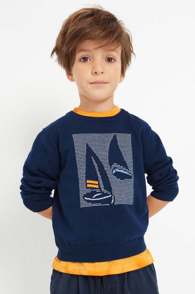 Дитячий бавовняний светр Mayoral колір синій легкий (2966396)