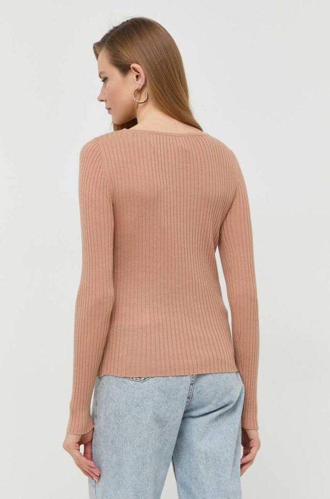 Лонгслів з домішкою шовку Guess жіночий колір бежевий легкий (2876402) фото 3