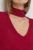 Светр Guess жіночий колір бордовий легкий півгольф