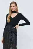 Светр Guess жіночий колір чорний легкий півгольф (2848963)