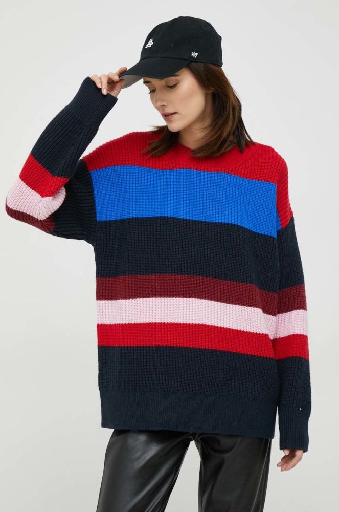 Вовняний светр Tommy Hilfiger жіночий теплий колір барвистий