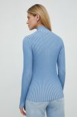 Светр BOSS жіночий легкий півгольф колір блакитний