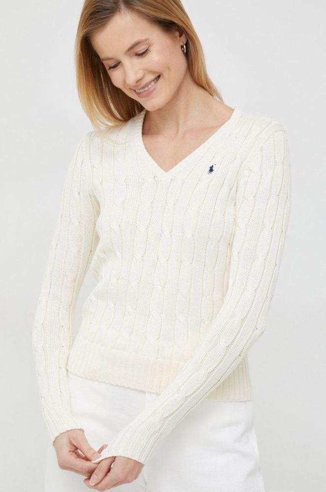 Бавовняний светр Polo Ralph Lauren колір бежевий легкий фото 5