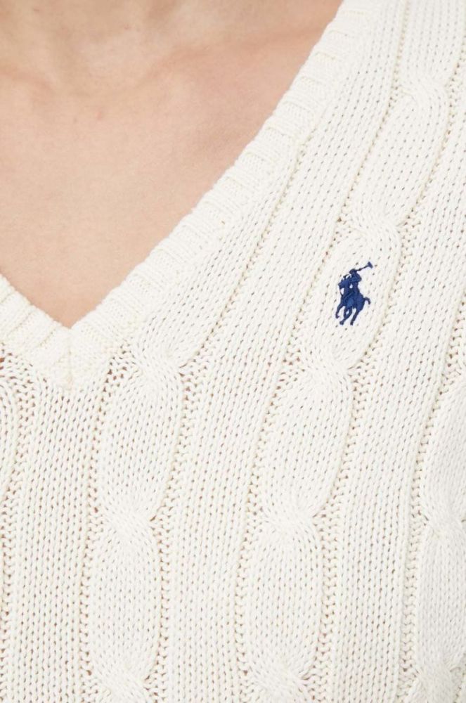 Бавовняний светр Polo Ralph Lauren колір бежевий легкий фото 6