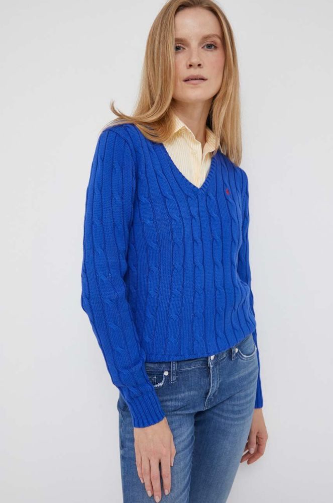 Бавовняний светр Polo Ralph Lauren легкий колір блакитний (3336329)