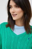 Бавовняний светр Polo Ralph Lauren жіночий колір зелений легкий