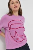 Вовняний светр Karl Lagerfeld жіночий колір рожевий легкий