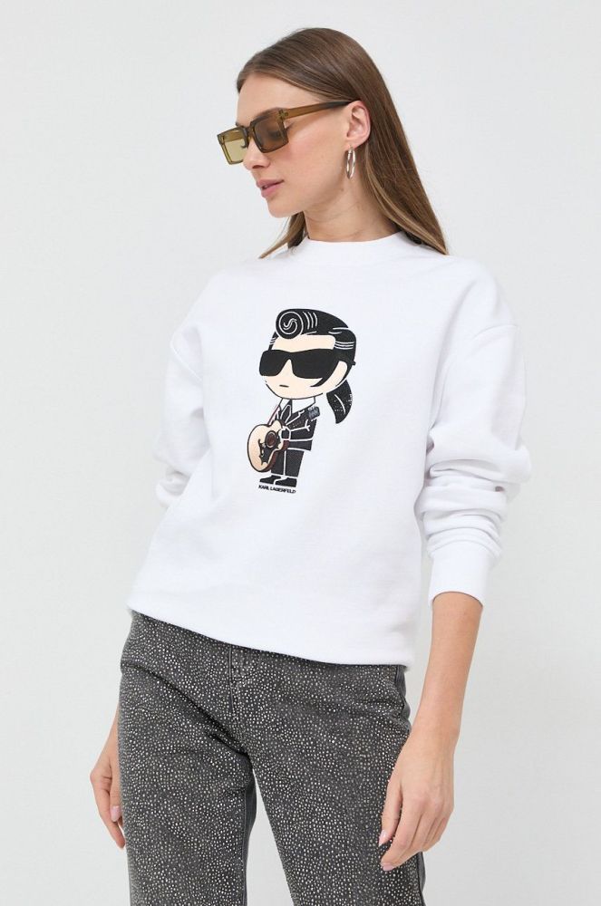 Кофта Karl Lagerfeld жіноча колір білий з аплікацією (2894025)