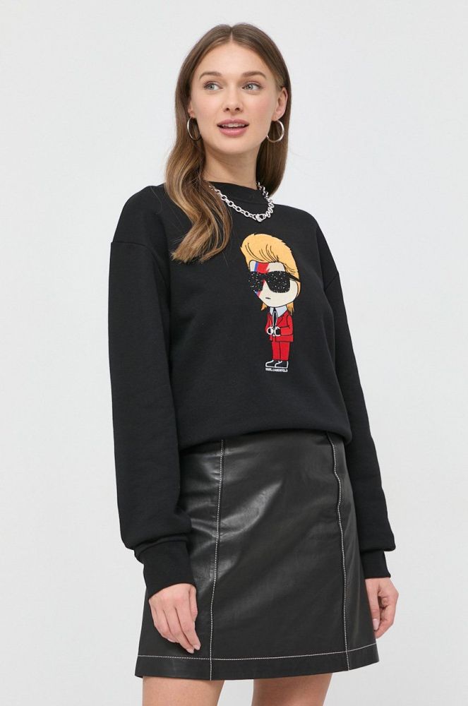 Кофта Karl Lagerfeld жіноча колір чорний з аплікацією (2894027)