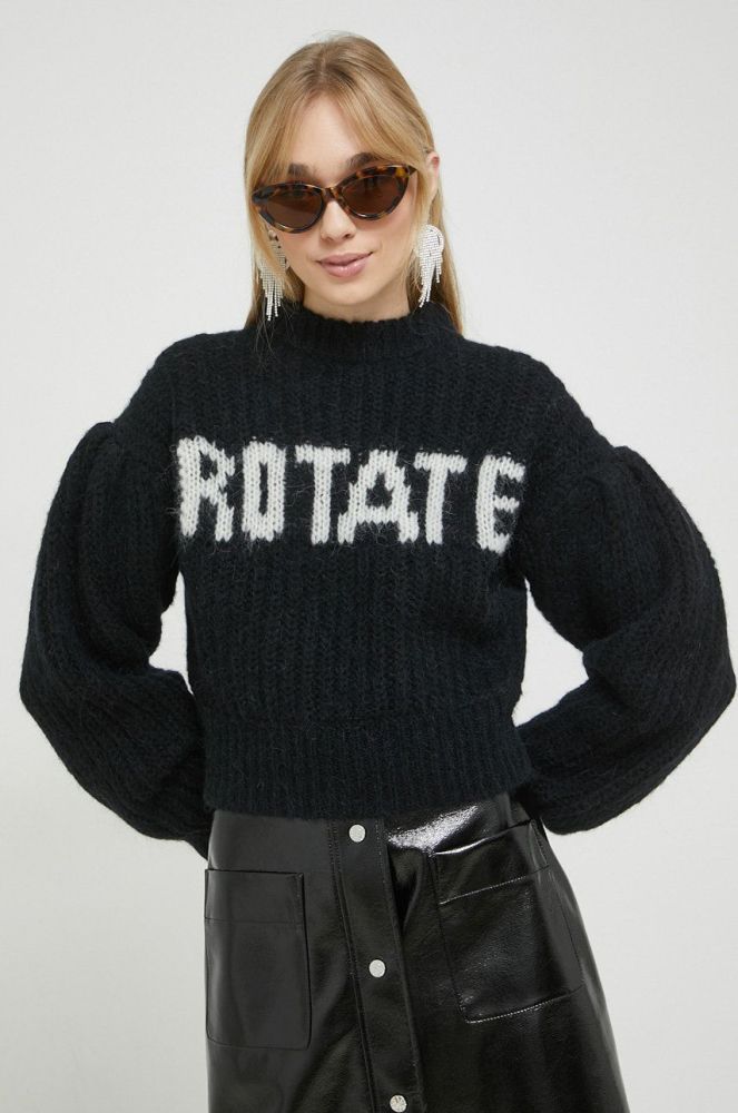 Вовняний светр Rotate жіночий колір чорний теплий (2917642)