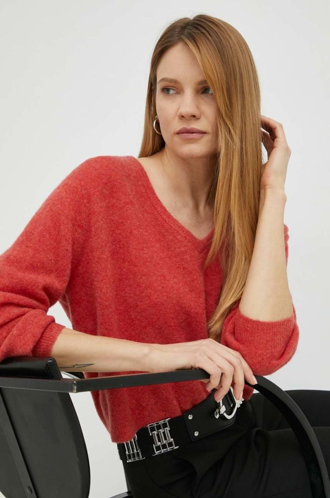 Вовняний светр American Vintage жіночий колір червоний легкий