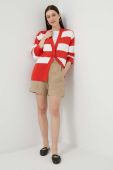 Бавовняний кардиган United Colors of Benetton колір червоний
