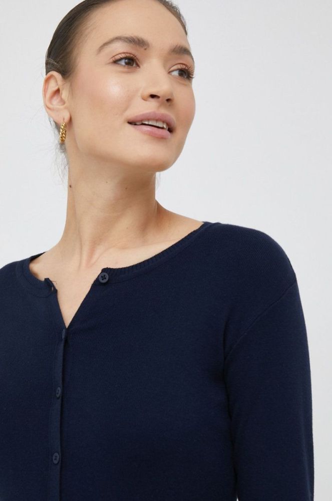 Бавовняний кардиган United Colors of Benetton жіночий колір синій легкий фото 4