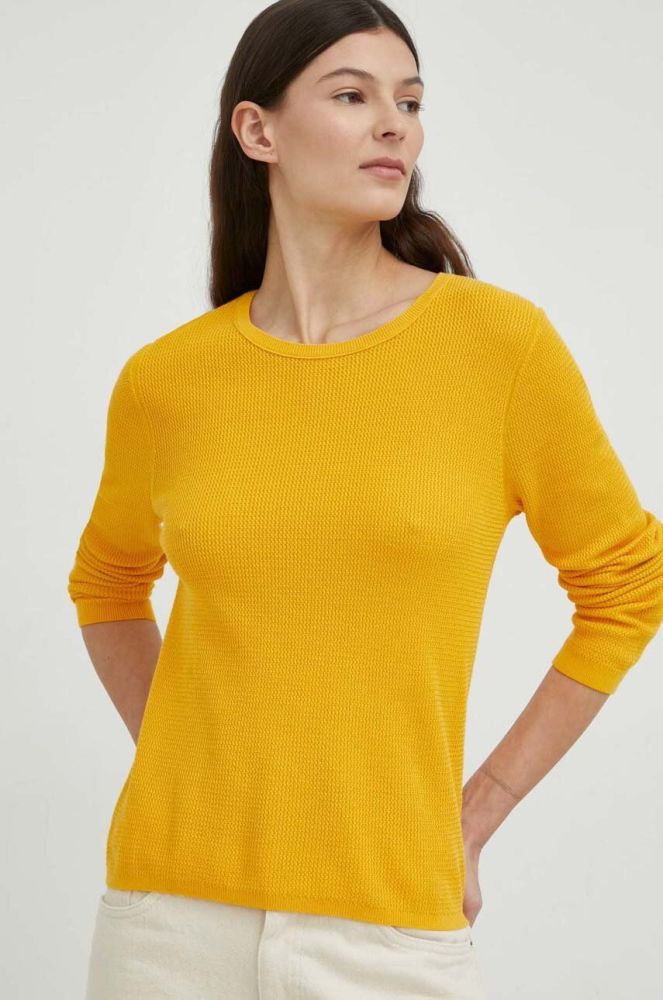 Бавовняний светр Marc O'Polo колір жовтий легкий
