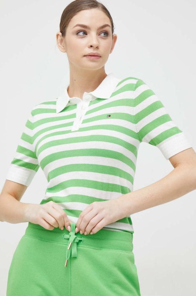 Поло Tommy Hilfiger жіночий колір зелений (2988870)