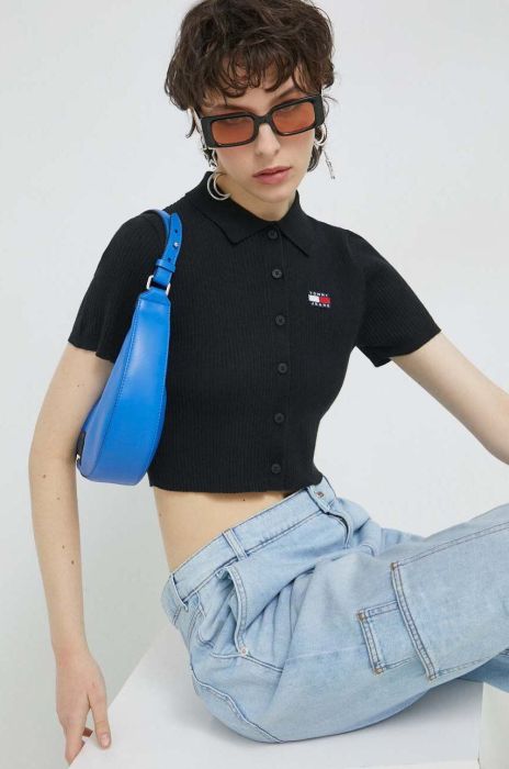 Джемпер Tommy Jeans жіночий колір чорний легкий (2997125)