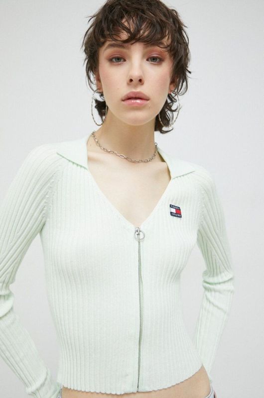 Джемпер Tommy Jeans жіночий колір зелений легкий