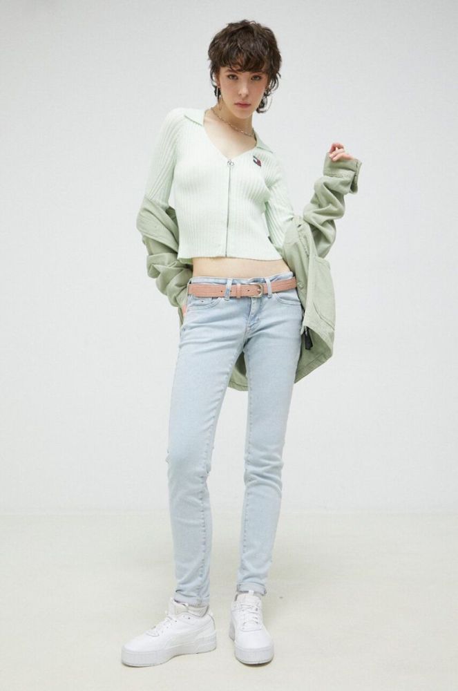 Джемпер Tommy Jeans жіночий колір зелений легкий фото 2
