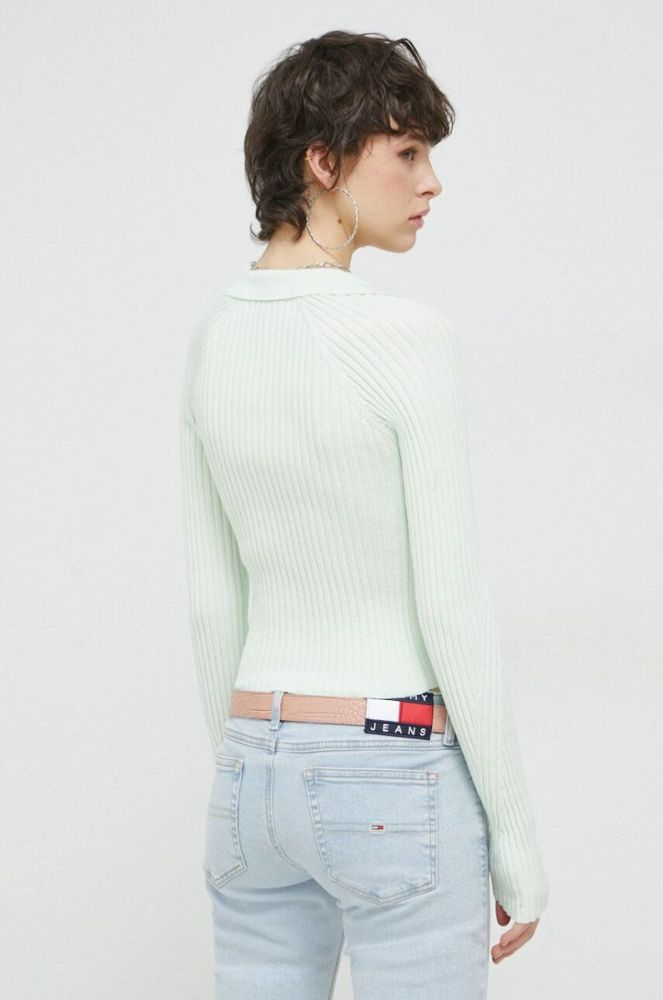 Джемпер Tommy Jeans жіночий колір зелений легкий фото 3