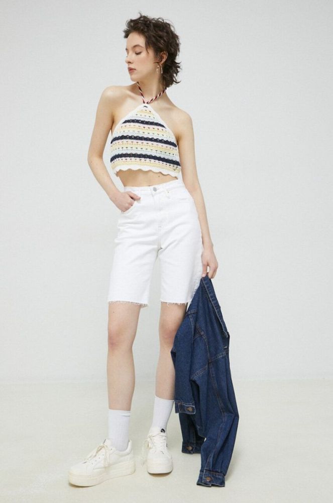 Бавовняний топ Tommy Jeans колір барвистий фото 2